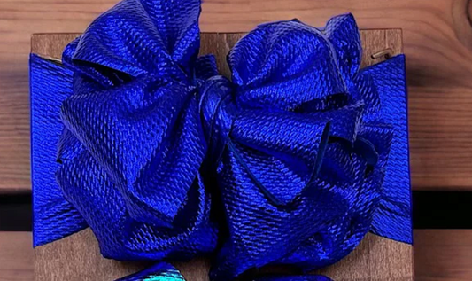 Blue Metallic Headband Bow
