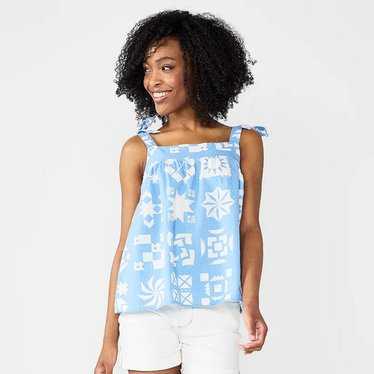 Women's Sonoma Goods For Life® Flowy Tie-Strap Tank Blue Quilt