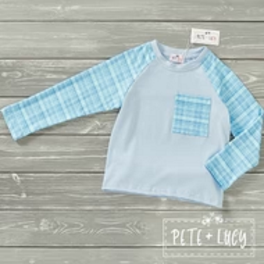 Pete + Lucy Blue Plaid Long Sleeve Shirt