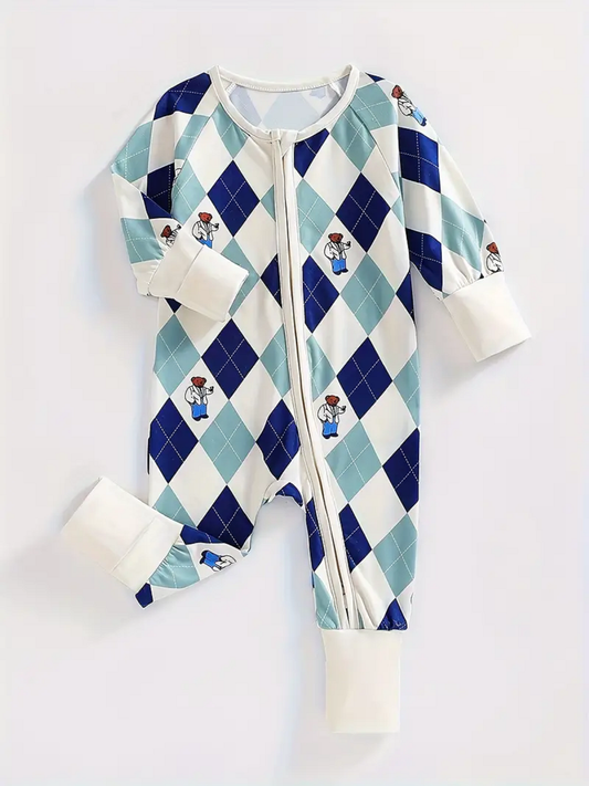 Blue Squares Romper