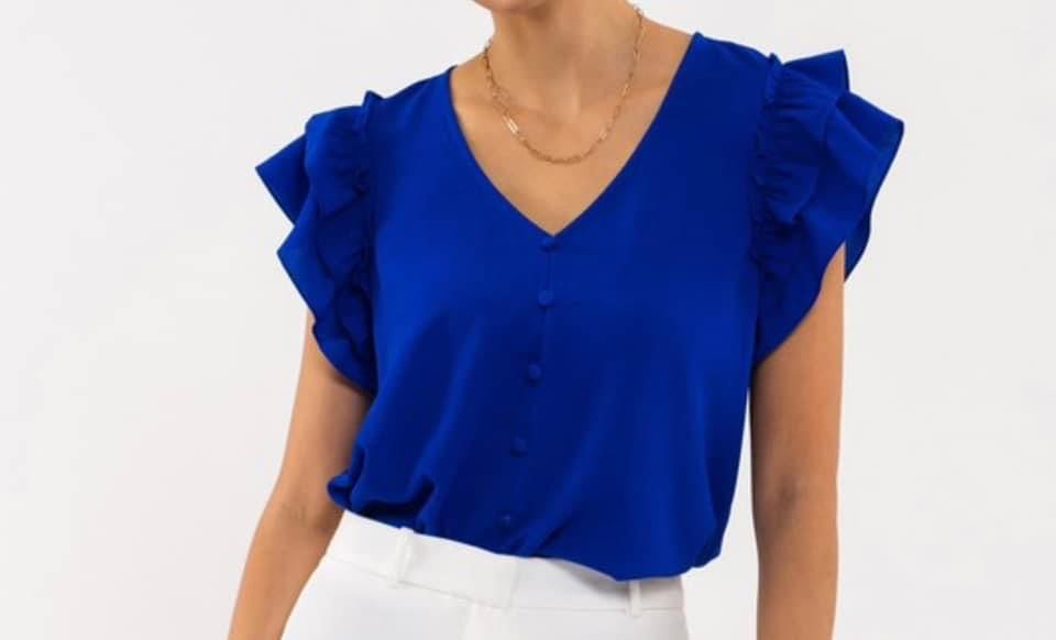 Ladies Blue Short Sleeve Shirt