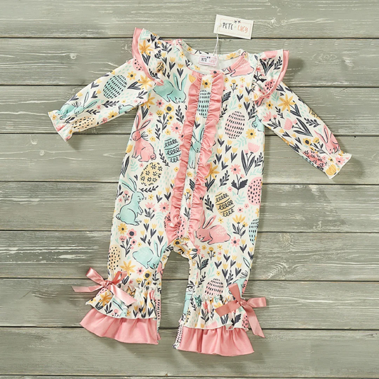 Pete + Lucy Bunnies in Bloom Baby Girl's Romper