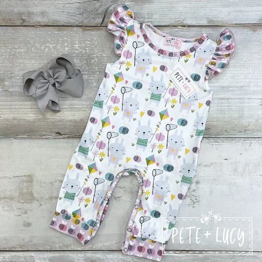 Pete + Lucy Bunny Bee Catcher Romper