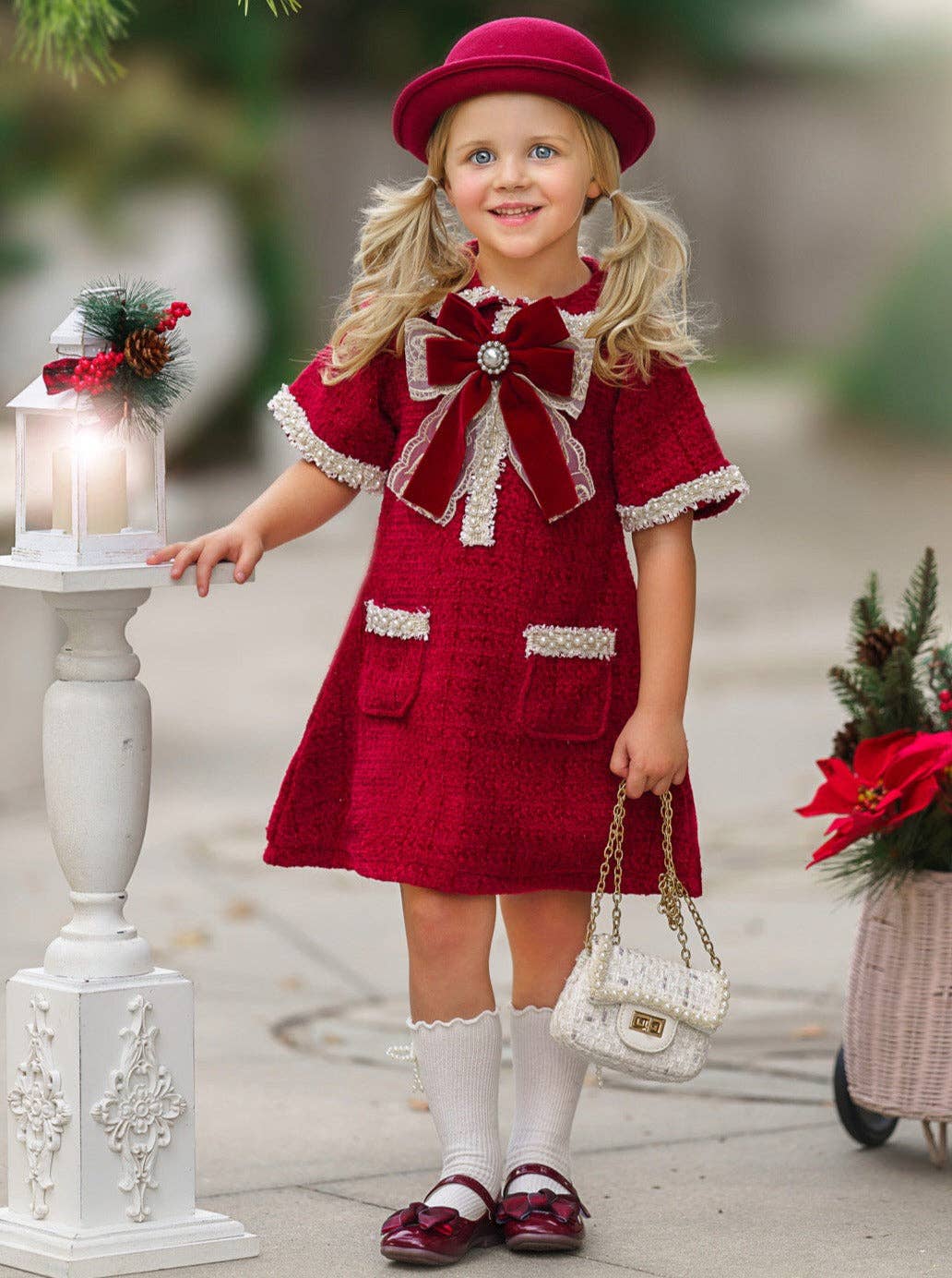 Cozy Meets Chic Burgundy Tweed Dress: Burgundy