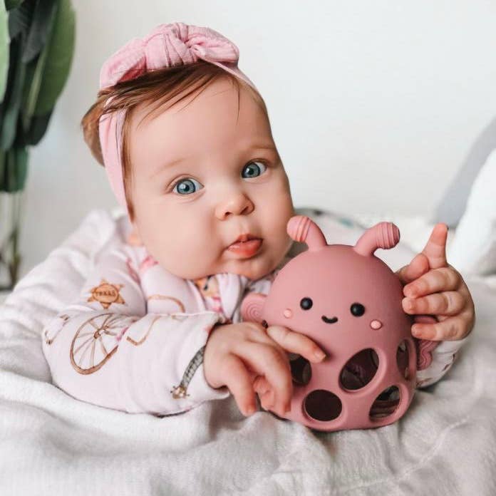 Garden Party Collection - Honey Bee Teether: Powder Blue