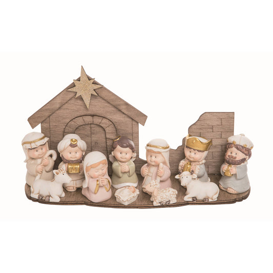 Resin White Christmas Nativity Cuties Set of 12