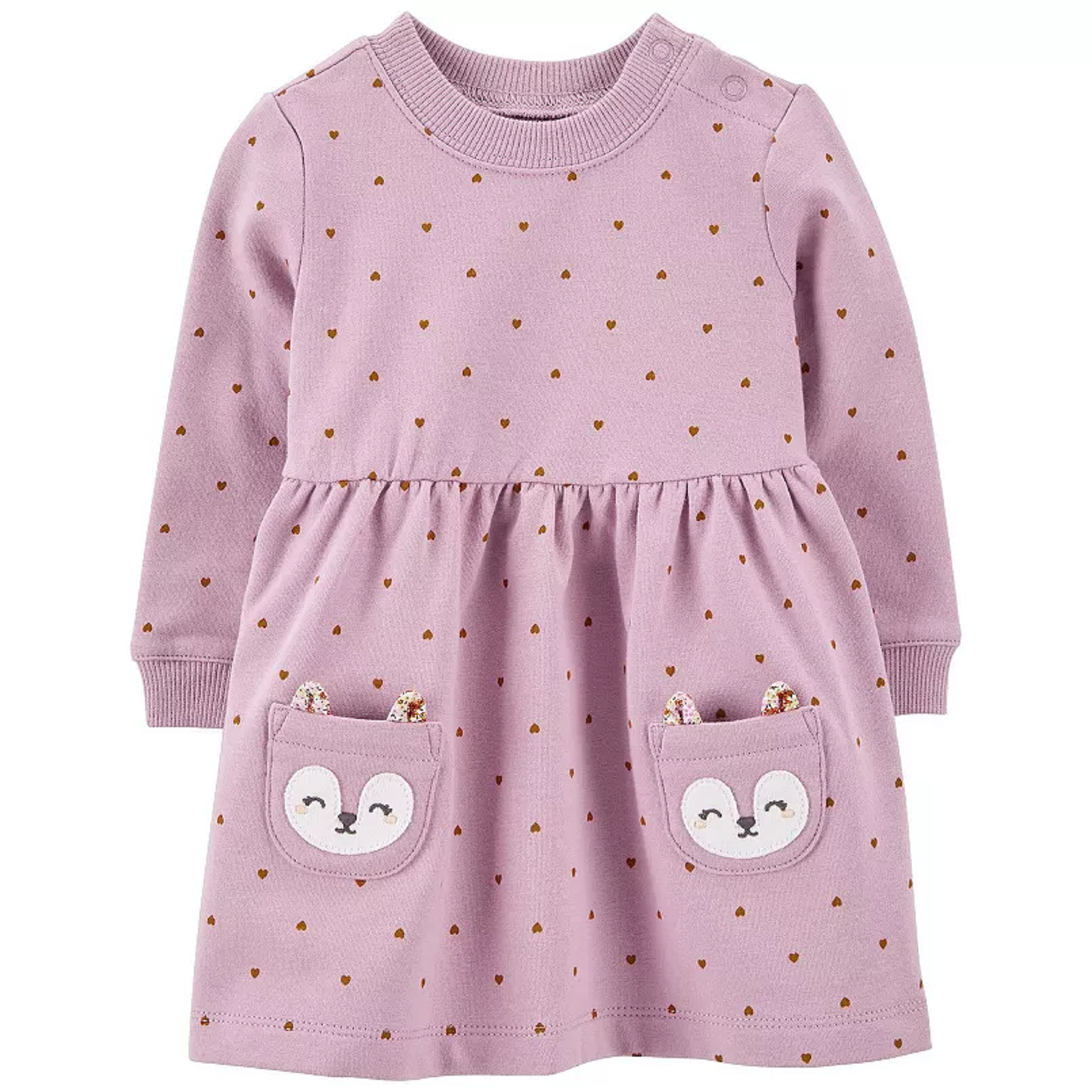 Baby Girl Carter's Pink Long Sleeve Wolf Pocket Dress with Bloomers