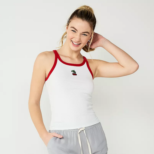 Juniors' SO® Americana Rib Scoop Tank