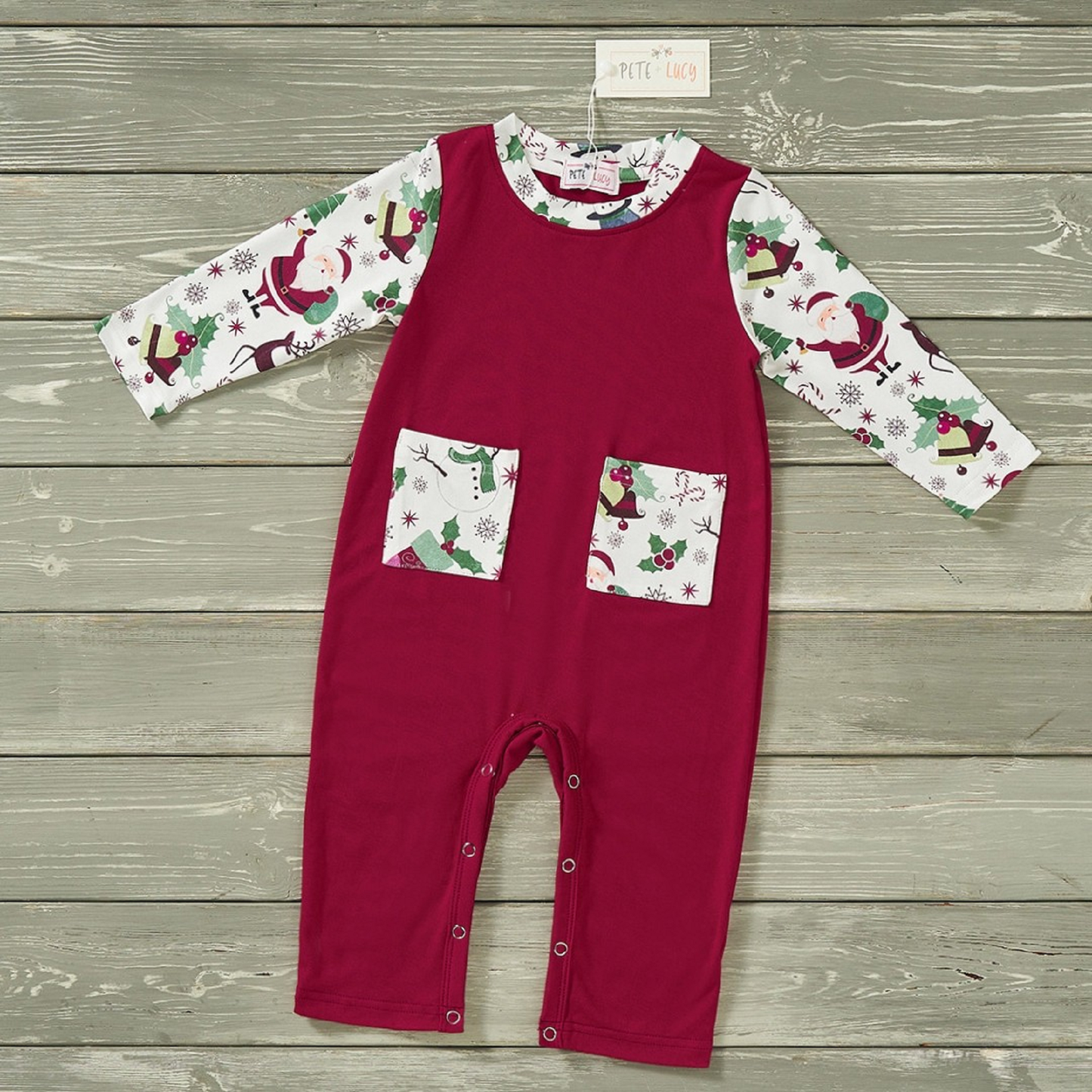 Pete + Lucy Christmas Family Baby Boy Romper