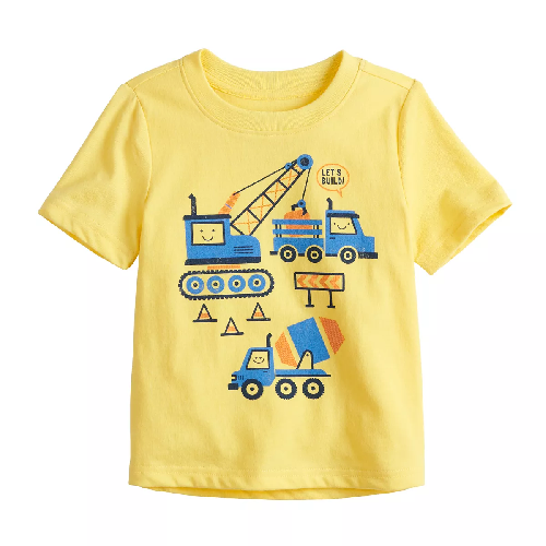 Baby Boy Jumping Beans® Softest Yellow Construction Vehicles Graphic Tee