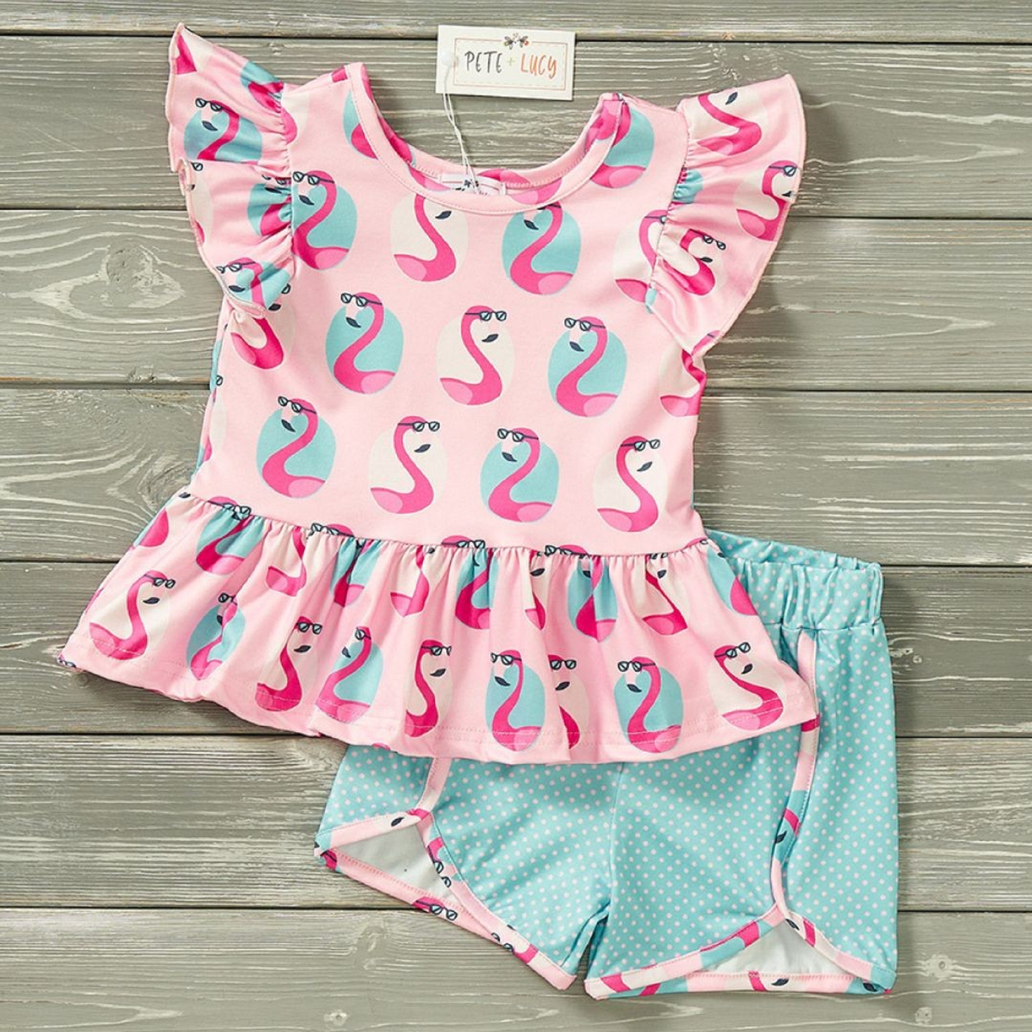 Pete + Lucy Cool Flamingo Short Set