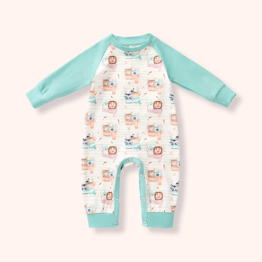 Pete + Lucy Cozy Critter Long Sleeve Romper
