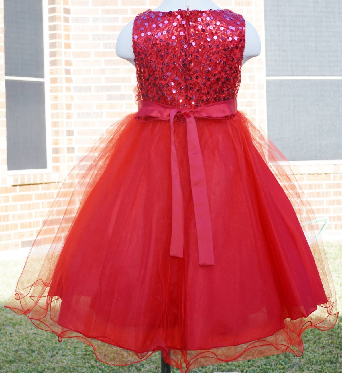 Baby Little Girls Christmas Sequin Tulle Pageant Dress Red