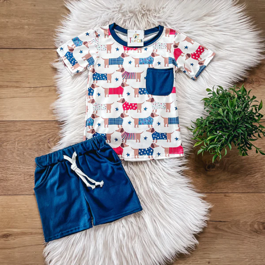 Americana Pups Boys Shorts Set by TwoCan