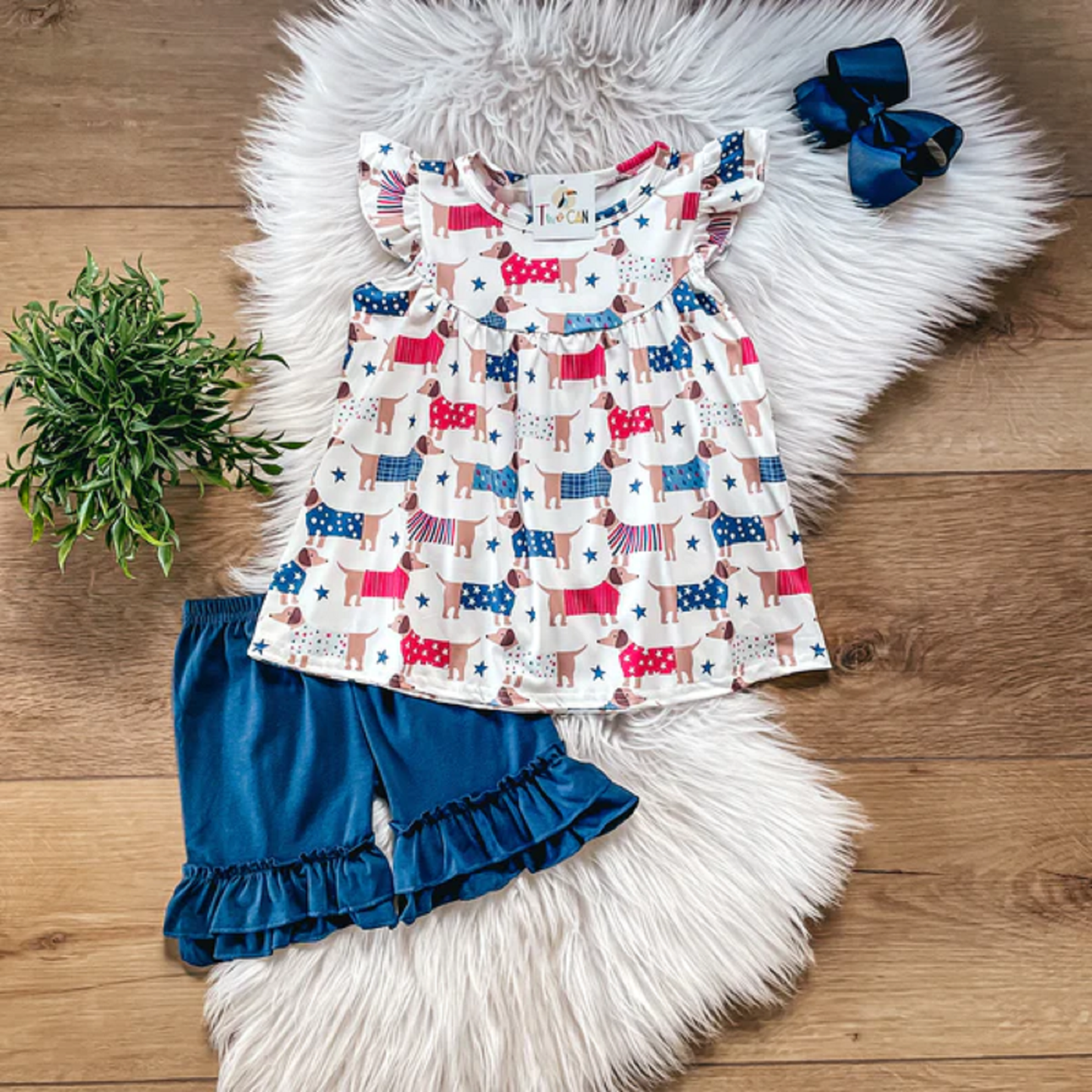 Americana Pups Girls Shorts Set by TwoCan