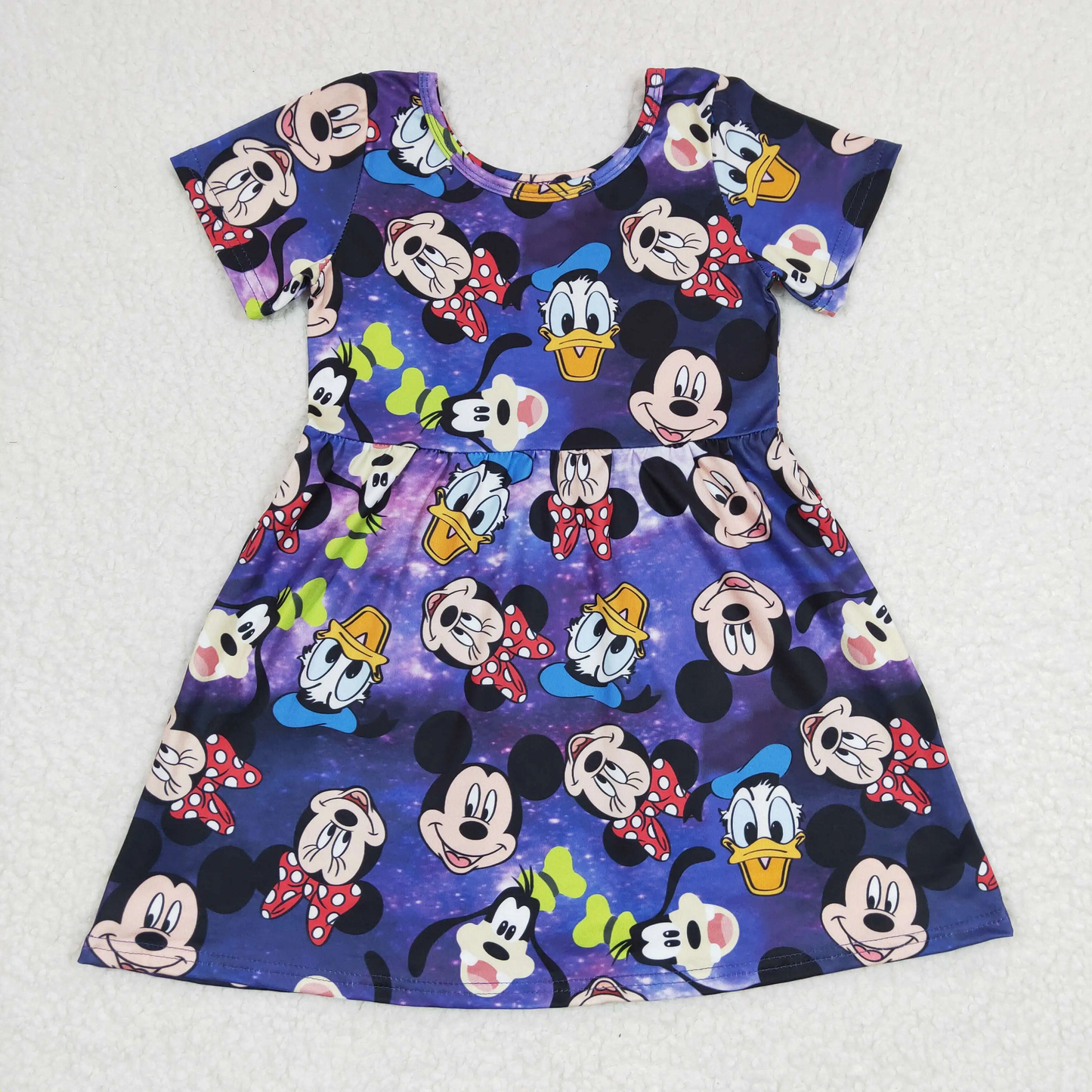 Blue & Purple Short Sleeve Character Dress