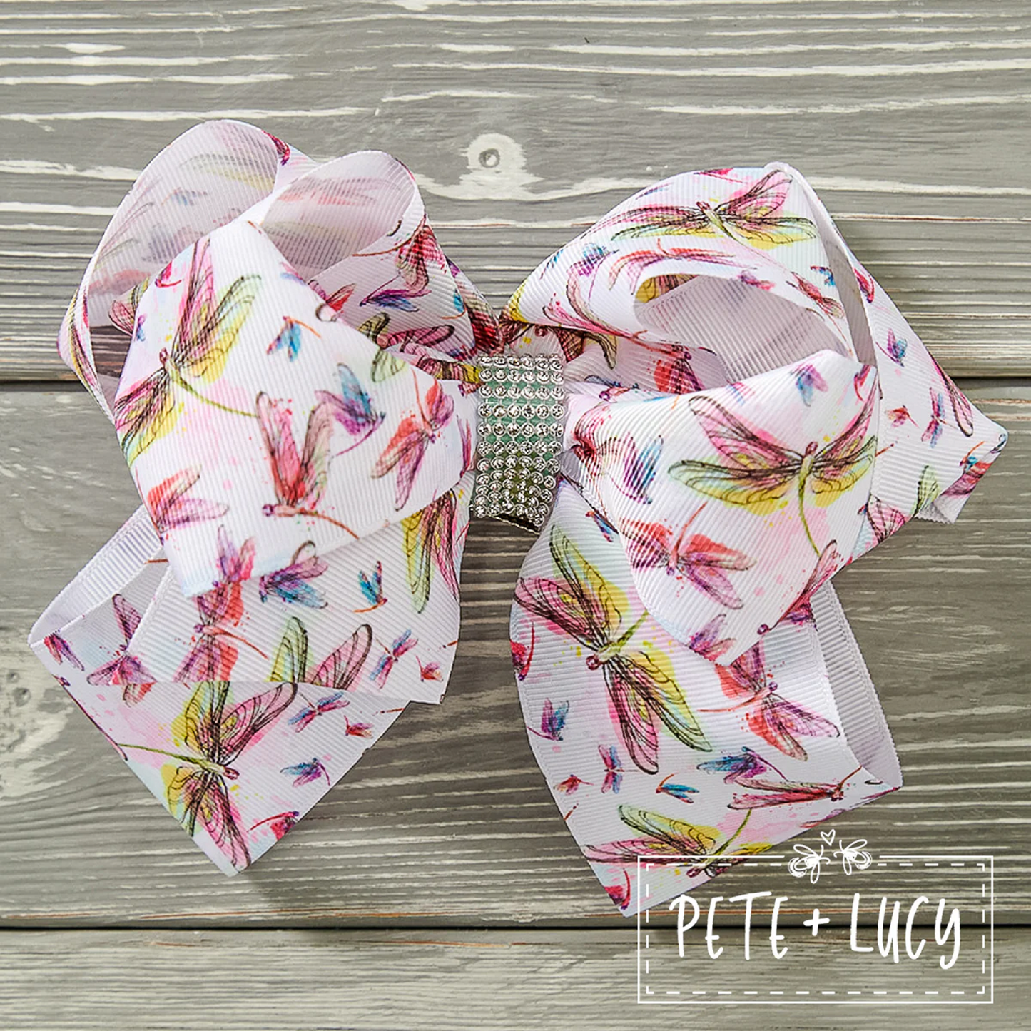 Pete + Lucy Watercolor Dragonflies - Deluxe Bow