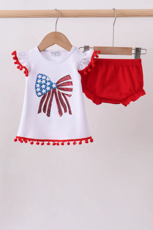 Patriotic Bow Short Set Girls