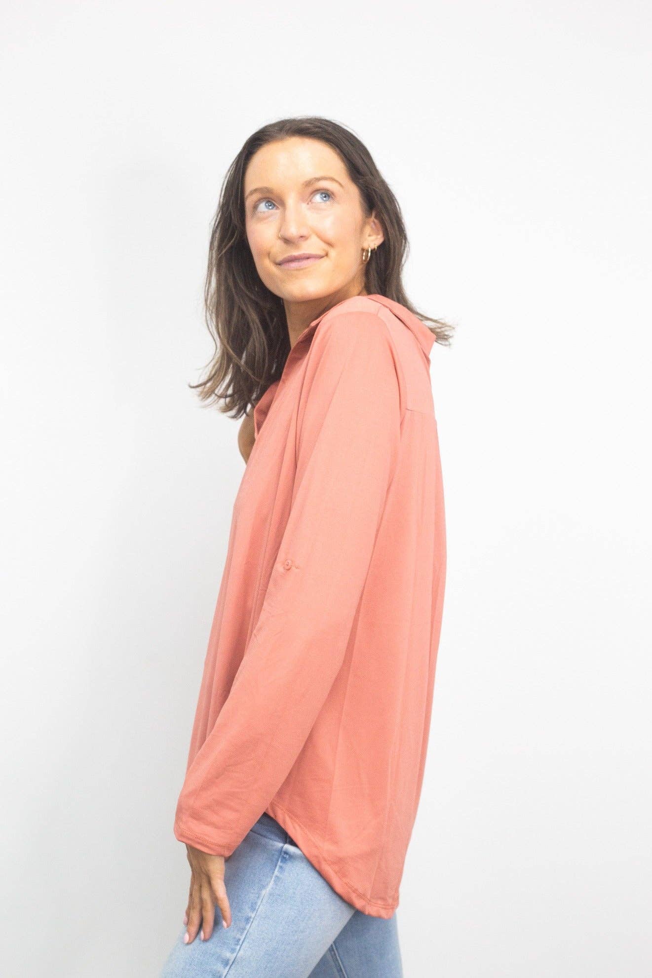 Gemma V-Neck Top, Dark Pink: Pink