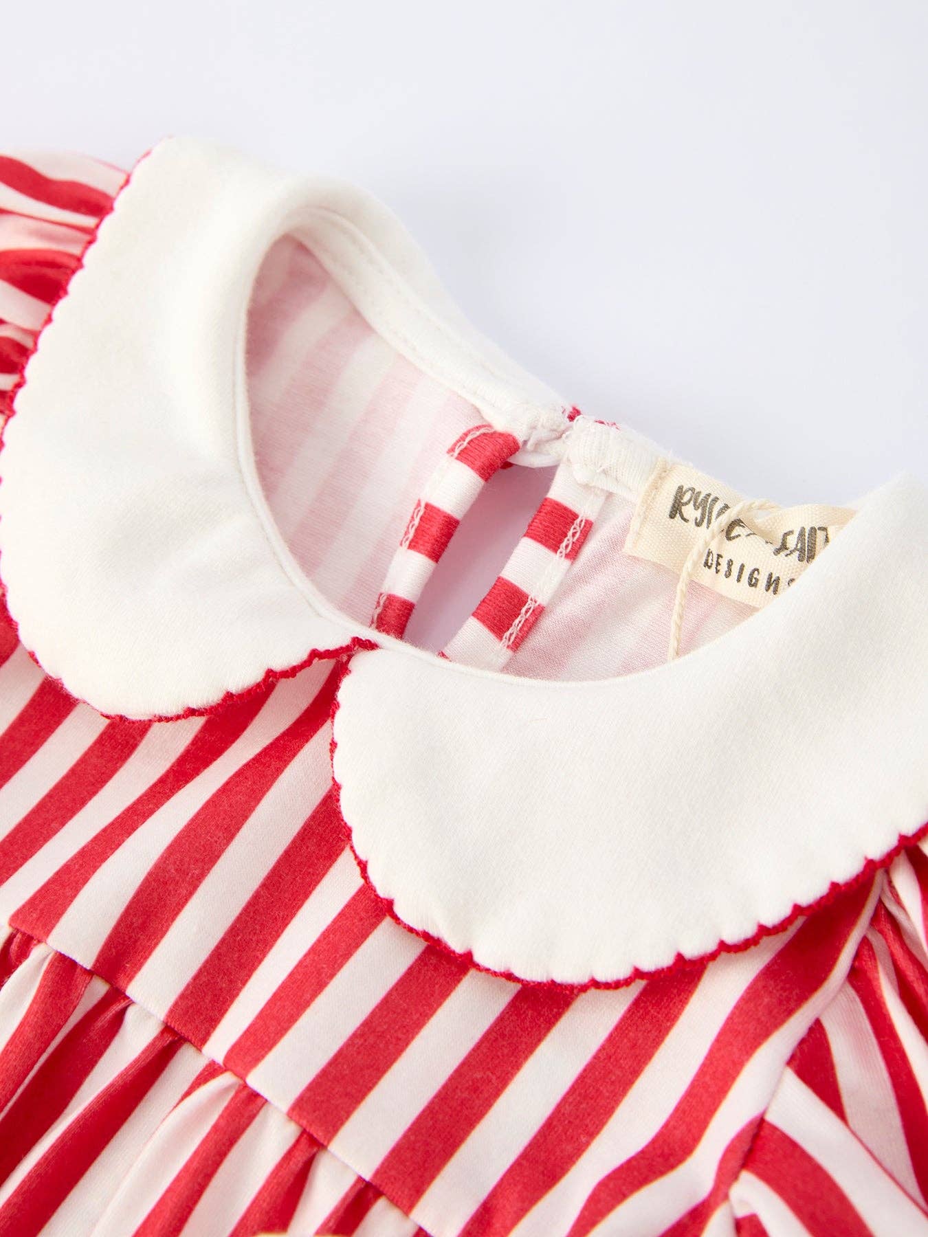 Valentine's Red Stripe Heart Bubble Romper for Baby Girls: 12M