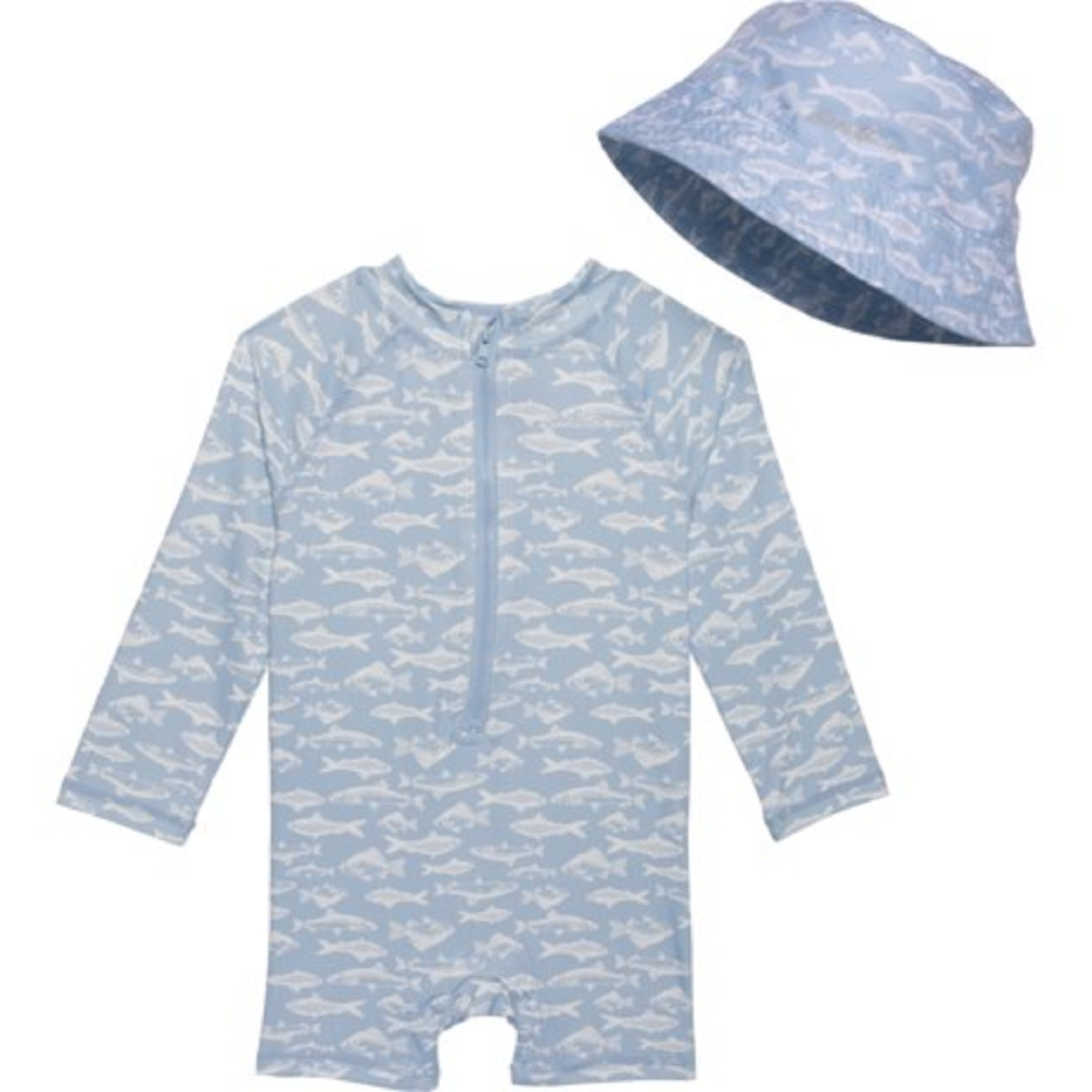 Eddie Bauer Infant Boys Rash Guard Bodysuit with Bucket Hat - UPF 30, Long Sleeve