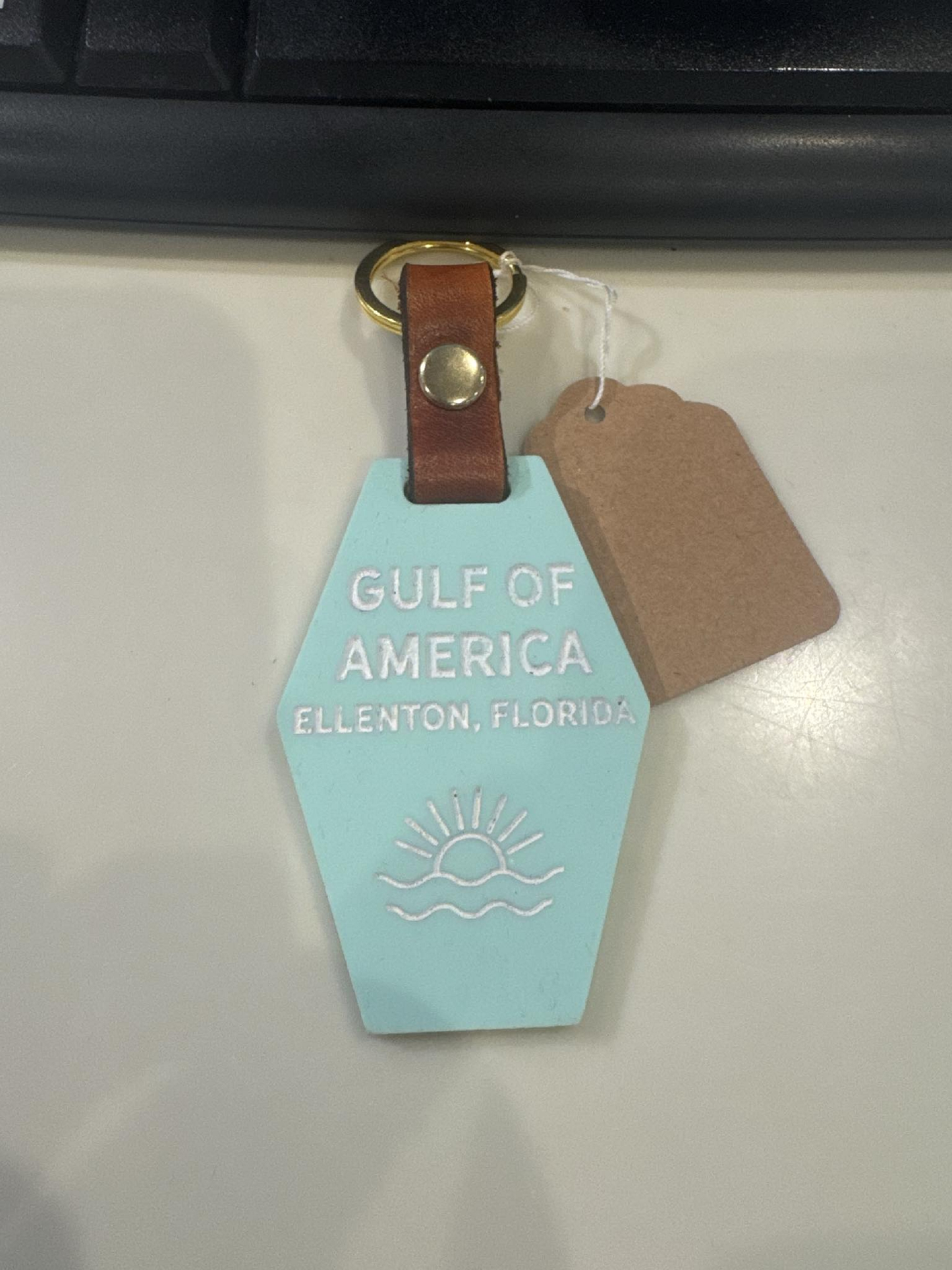 Gulf of America Keychain - Ellenton, Florida Aqua Crush / White