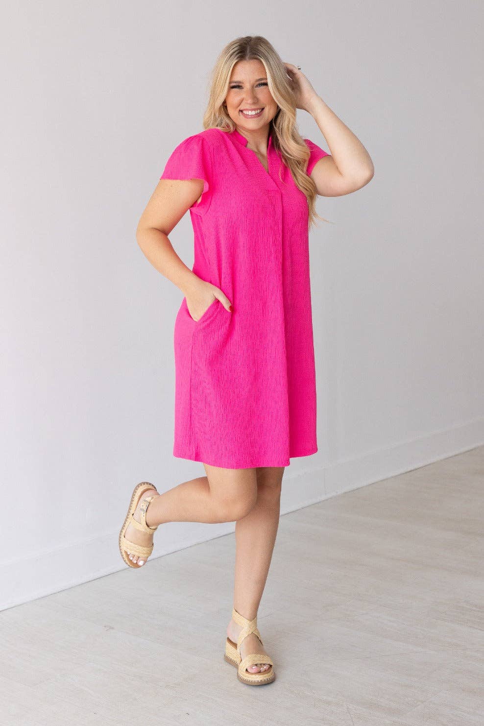 The Nicole Dress, Hot Pink: Pink