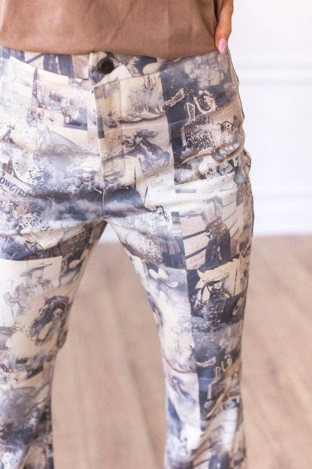Cowgirl Print Pants: Grey