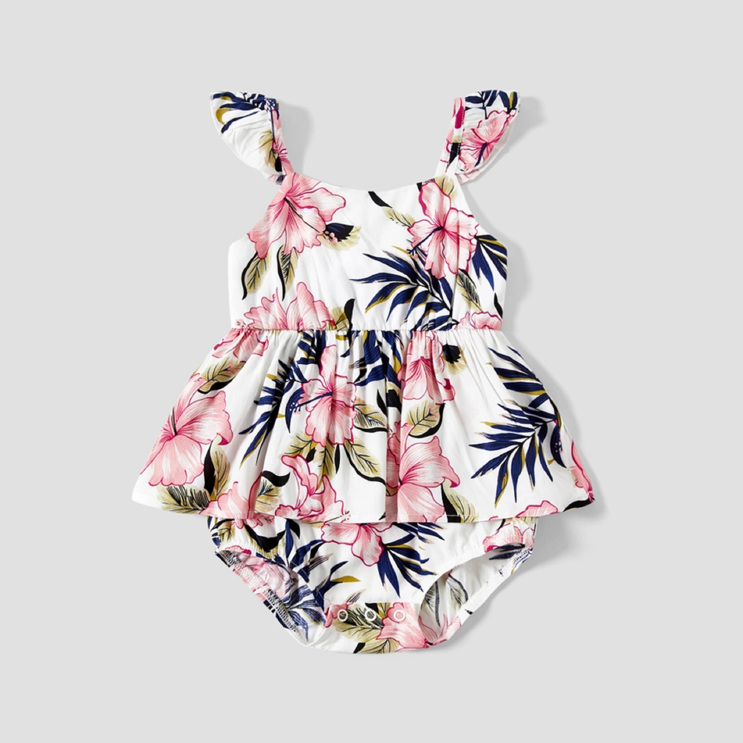 Floral Print Family Matching Girls Romper