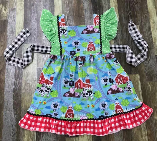 Girls Short Sleeve Farm Dress