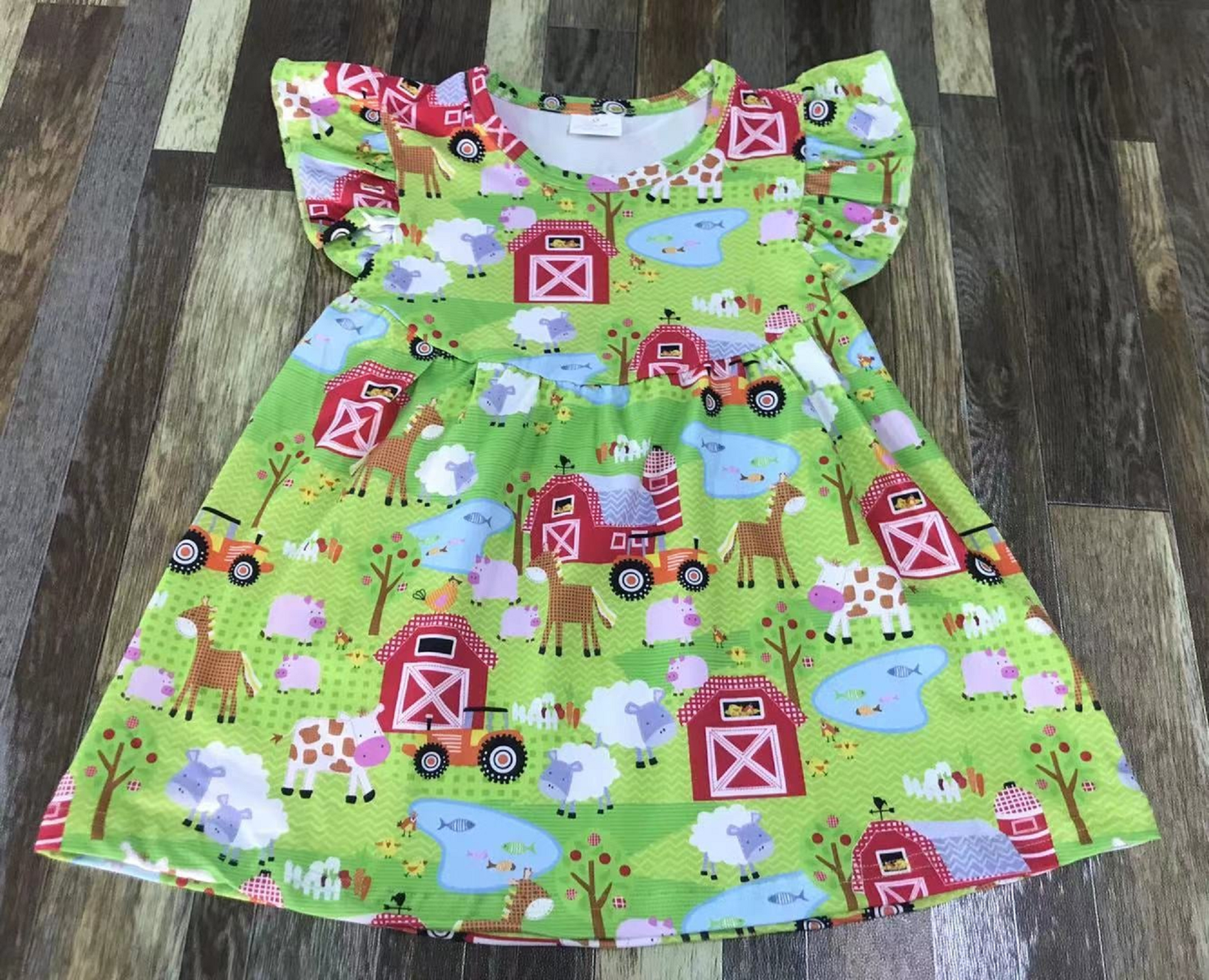 Green Farm Short Sleeve Dress