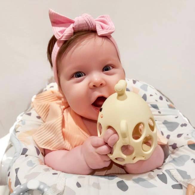 Garden Party Collection - Honey Bee Teether: Whisper Gray