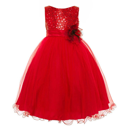 Baby Little Girls Christmas Sequin Tulle Pageant Dress Red