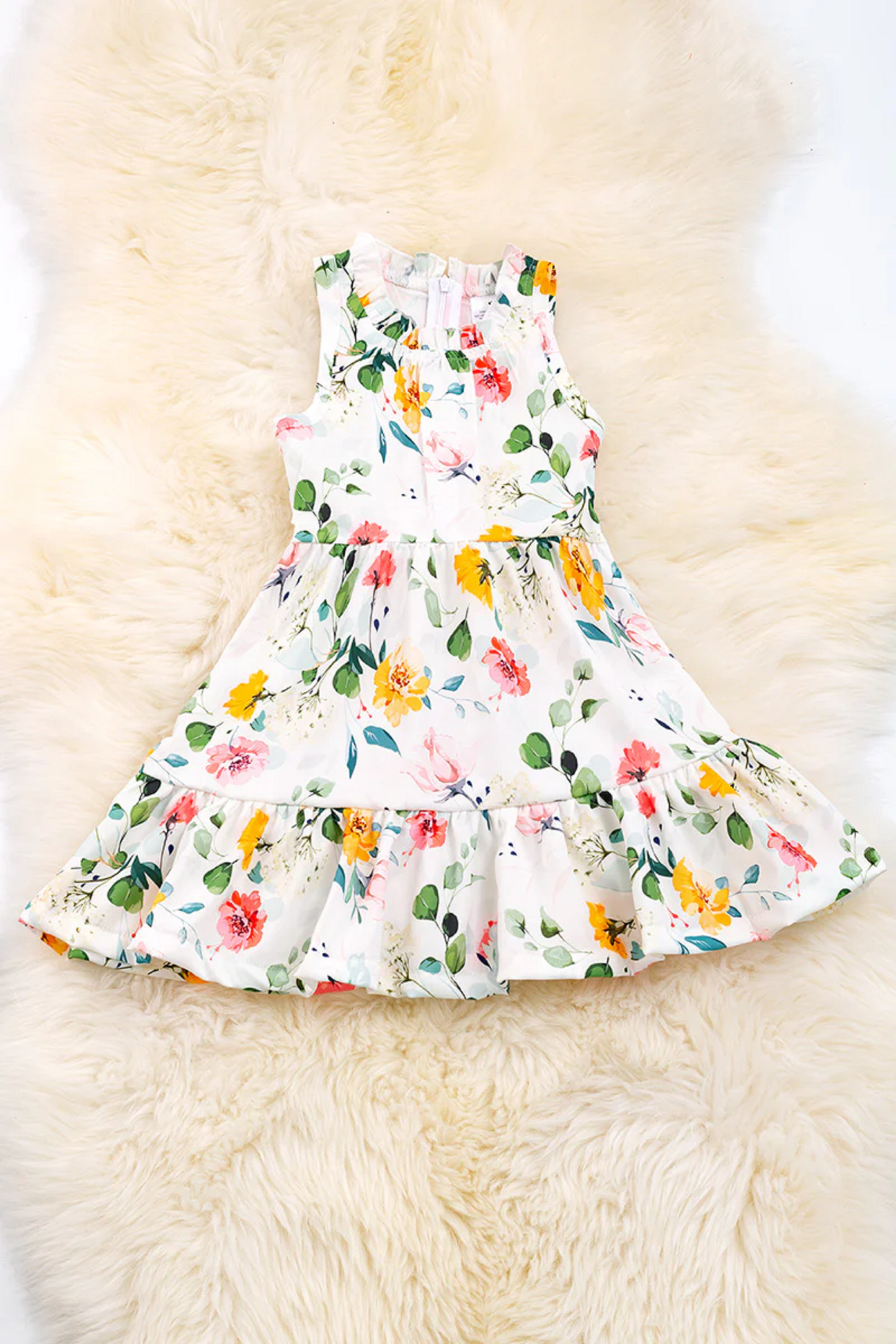 Girls Floral Short Sleeve Dress