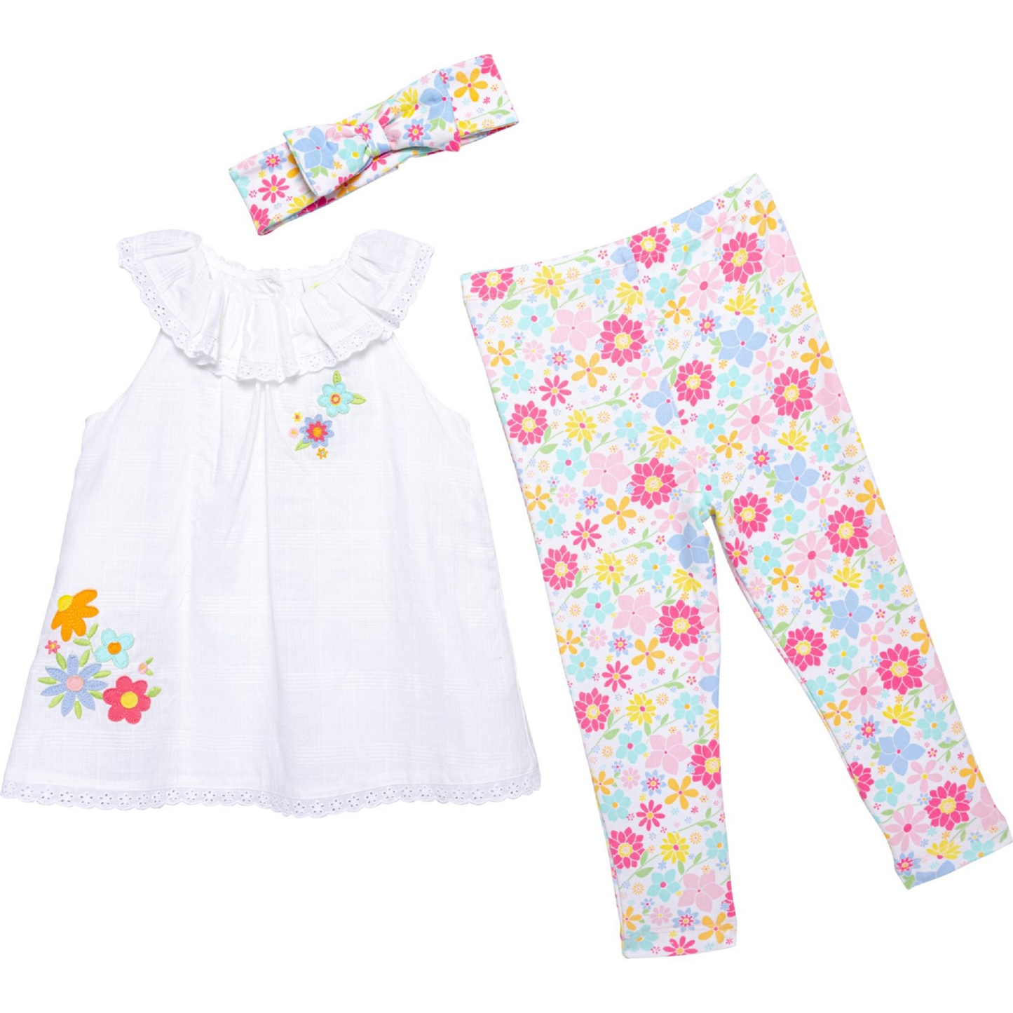 LITTLE ME Infant Girls Woven Tunic, Leggings and Headband Set - 3-Piece, Sleeveless