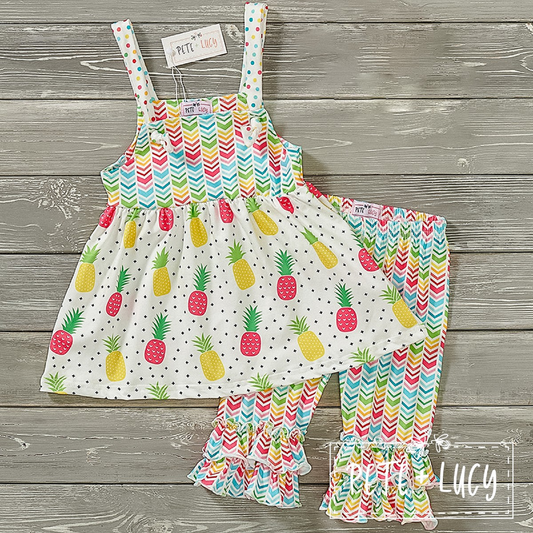 Pete + Lucy Fruity Fun Ruffle Capri Set