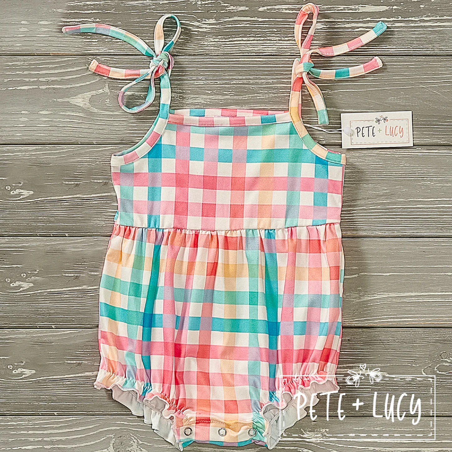 Pete + Lucy Summertime Gingham Romper