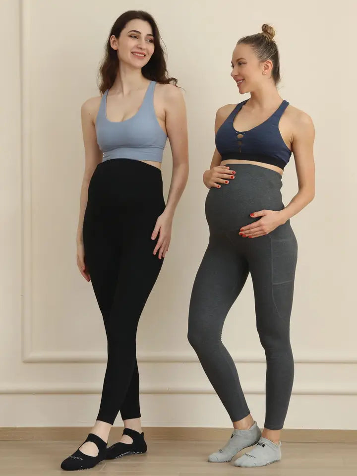 Pregnancy Yoga Pants with Pockets Maternity Tights: Grey