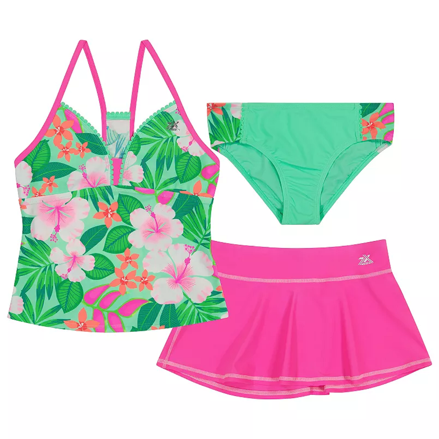 ZeroXposur Floral Tankini with Bikini & Skirt