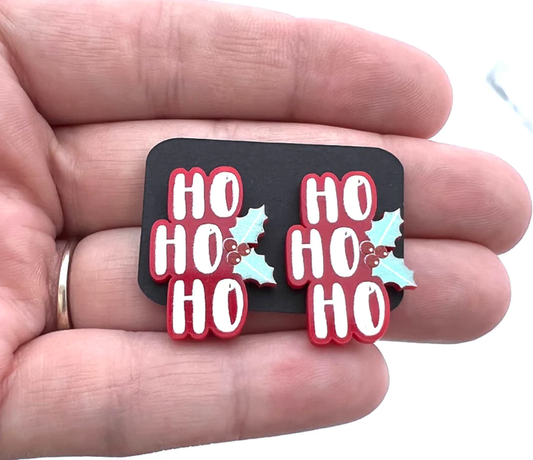 Christmas Stud Ho Ho Ho Acrylic Earrings