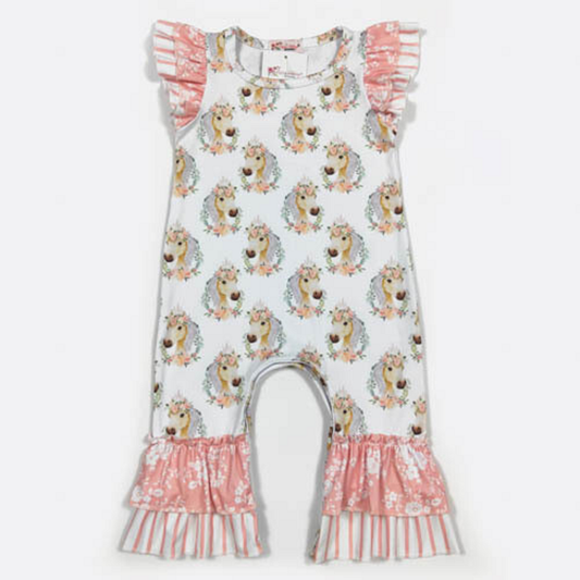 Floral Horse Baby Romper