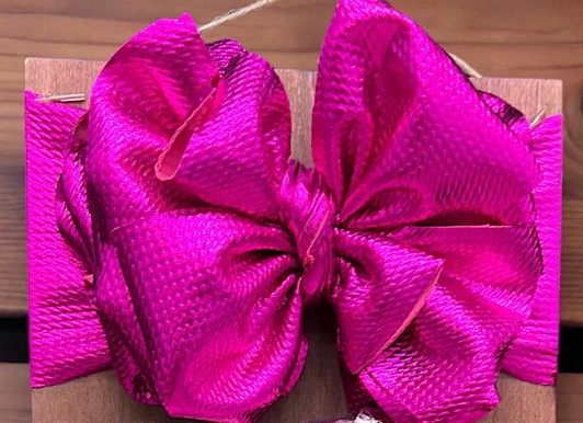 Hot Pink Metallic Tassel Bow
