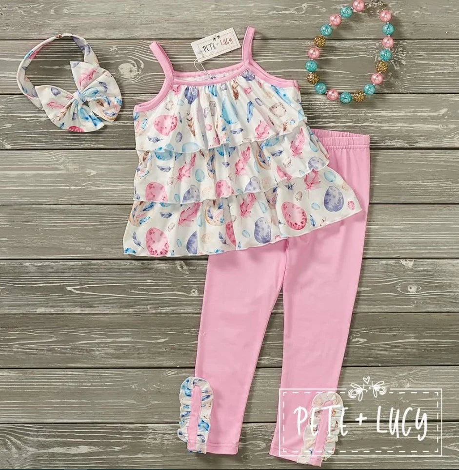 Pete + Lucy Easter Egg Festival Two-Piece Ruffle Pant Set