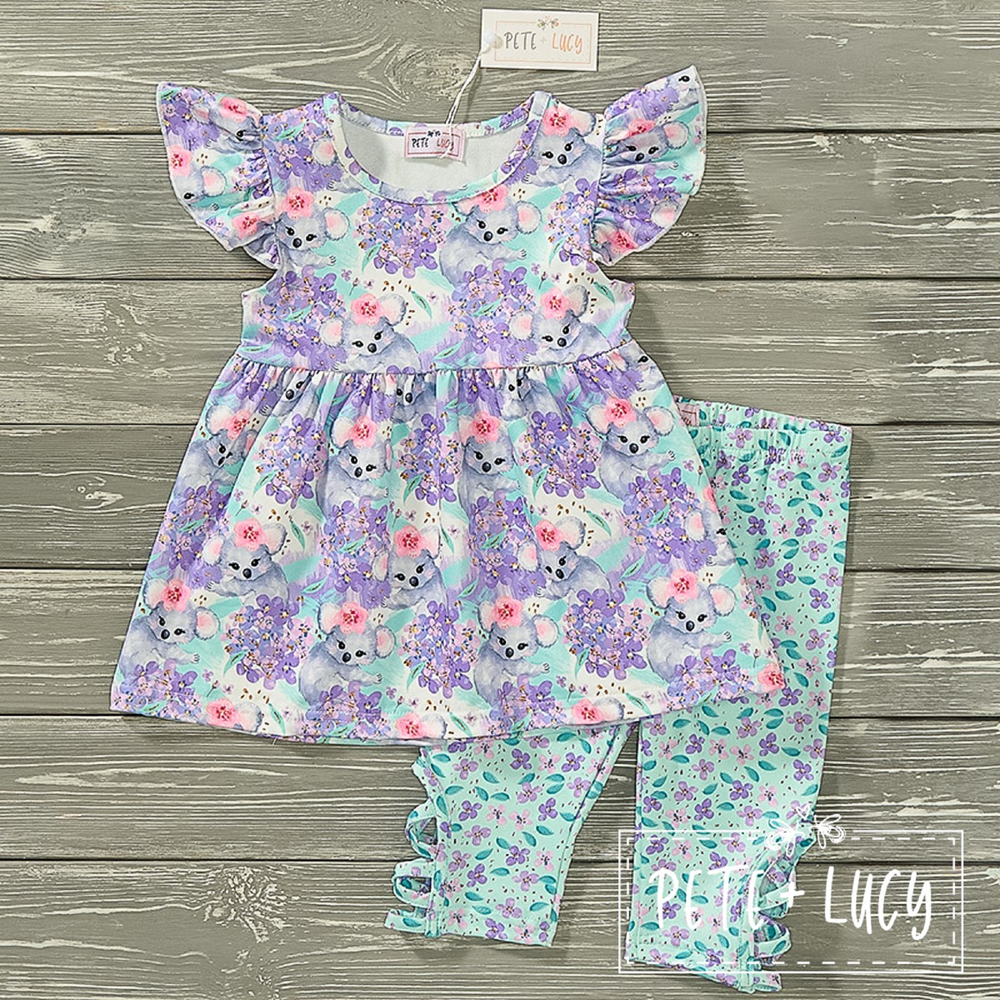 Pete + Lucy Blooming Koalas Pant Set