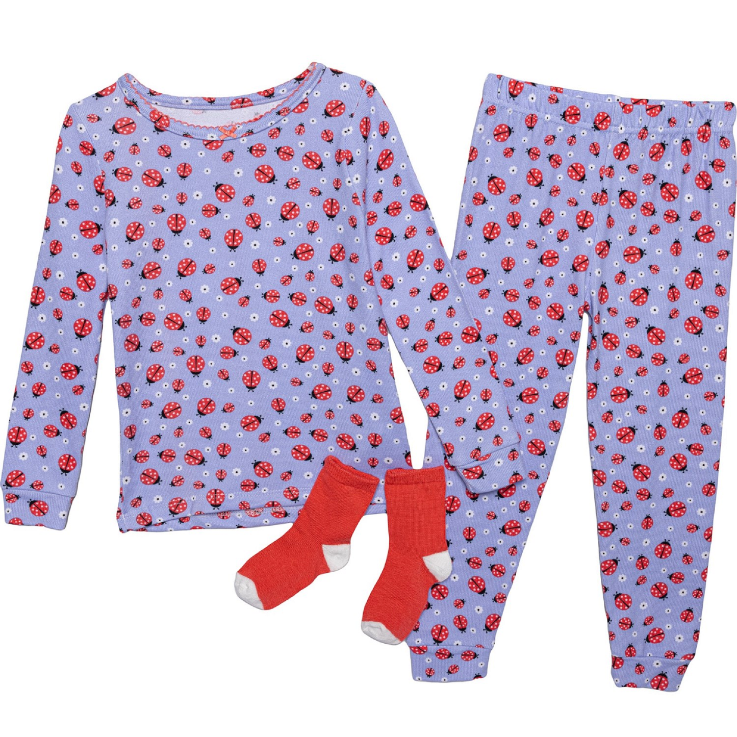 Sleep On It Toddler Girls Tight Fit Pajamas with Socks - Long Sleeve