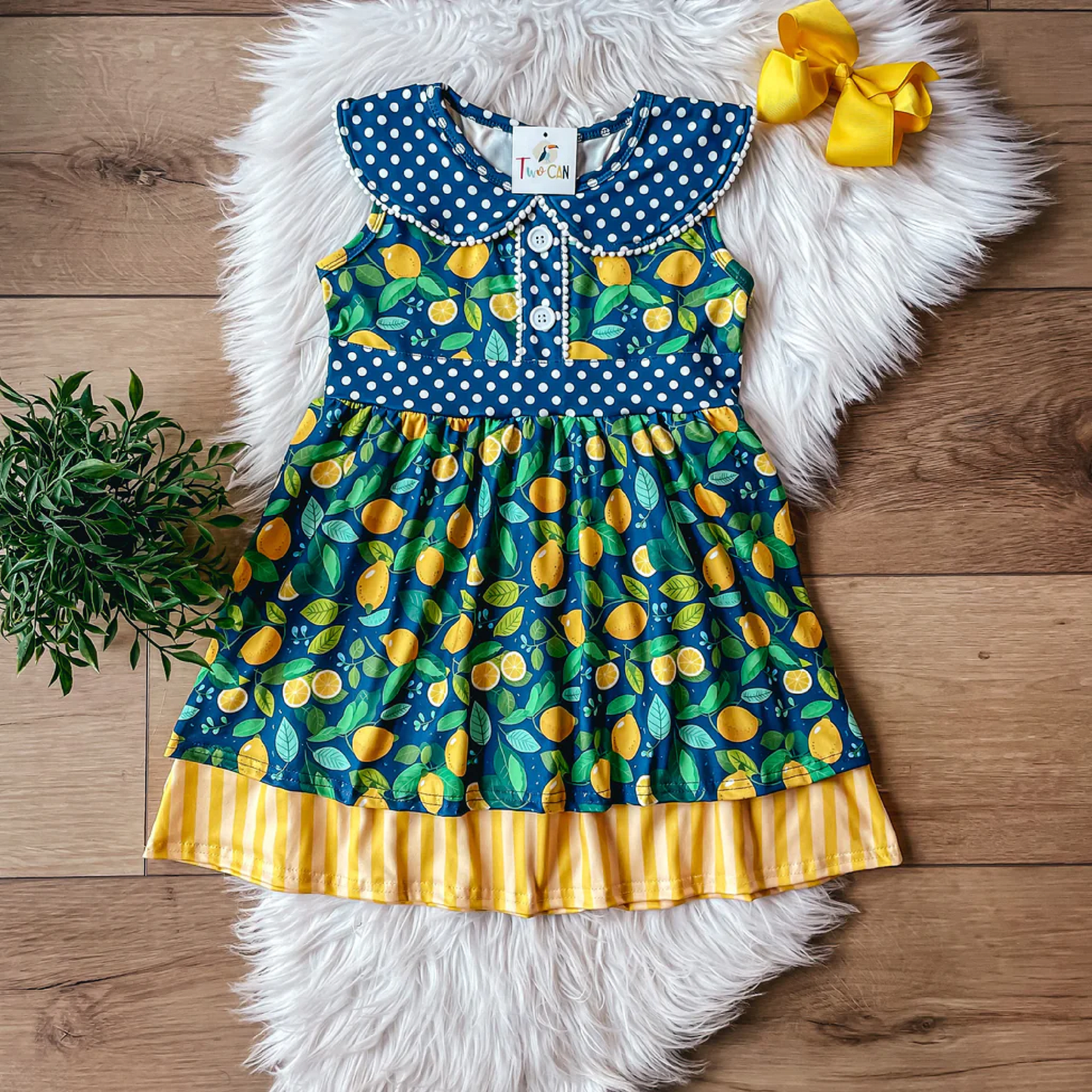 TwoCan Lemons Short Sleeve Dress