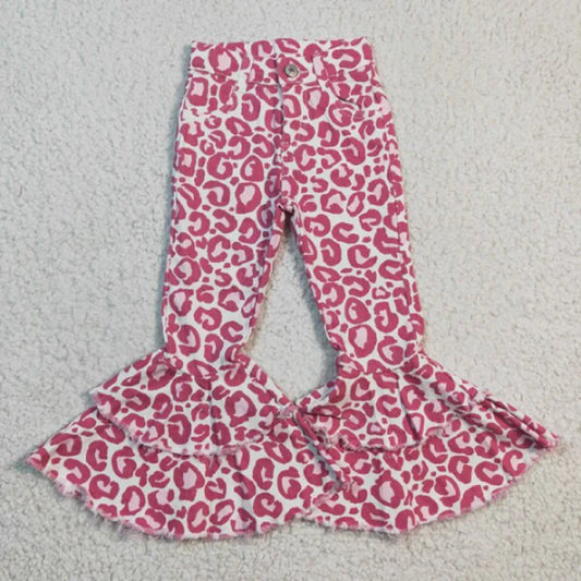 Pink Leopard Bell Bottoms