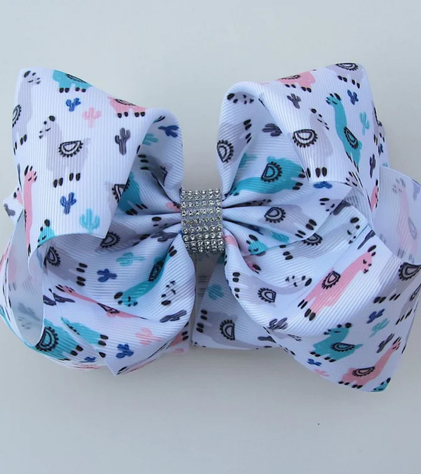 LLAMA PRINTED DOUBLE LAYER HAIR BOWS 6.5"WIDE