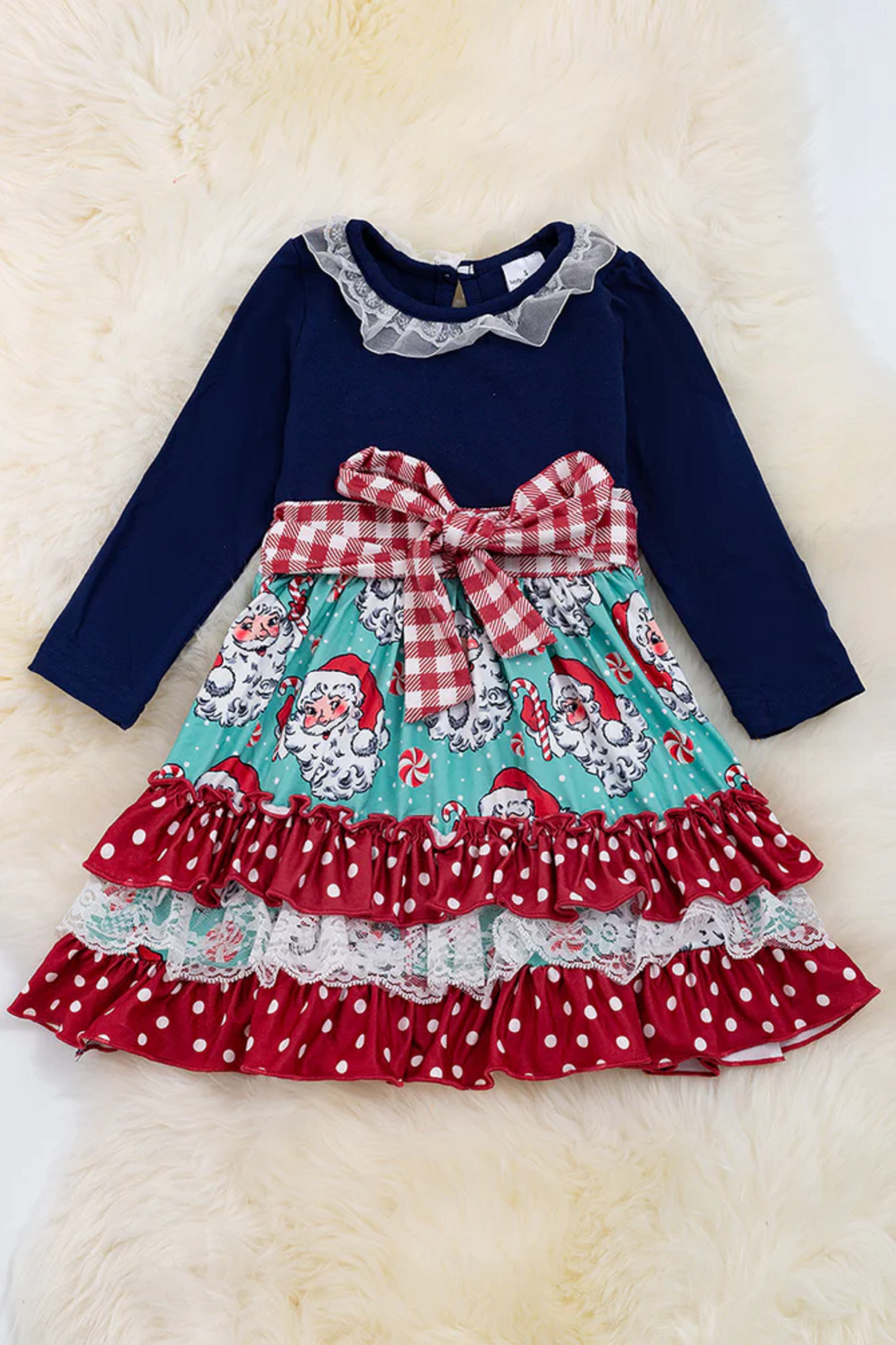 Mint & Navy Santa Dress