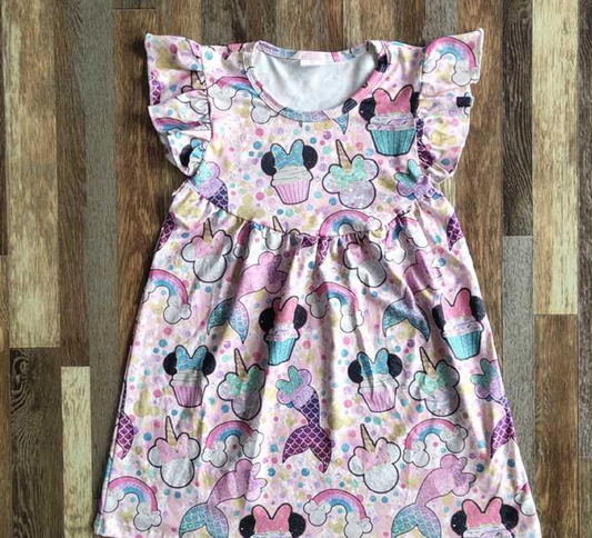 Cupcake Rainbow Short Sleeve Dress